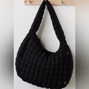 Free People Black Quilted Carryall Bag